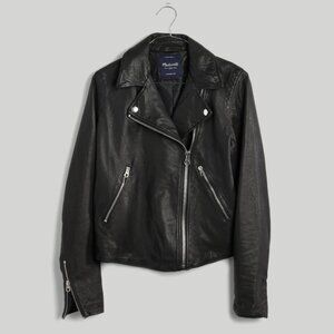Madewell Washed Leather Motorcycle Jacket Black XS